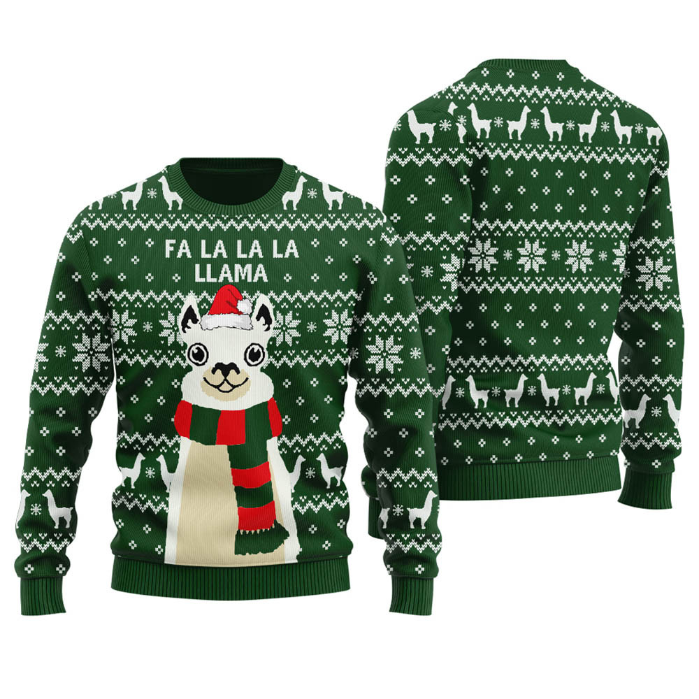 Llama Cute Green Ugly Christmas Sweater Trendy Winter Sweatshirt for Cozy Moments Llama Cute Green Ugly Christmas Sweater Trendy Winter Sweatshirt for Cozy Moments
