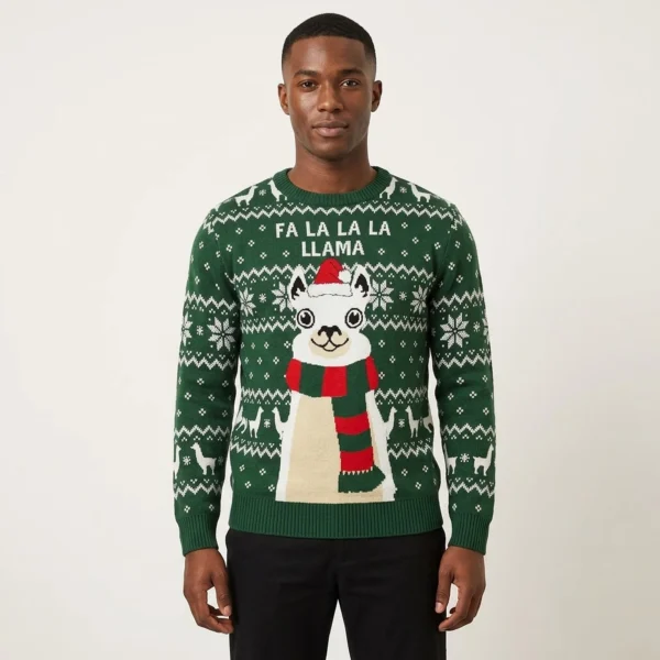 Llama Cute Green Ugly Christmas Sweater Trendy Winter Sweatshirt for Cozy Moments