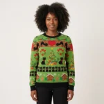 Love Black Cat Ugly Christmas Sweater Holiday Clothing Funny Xmas Jumper