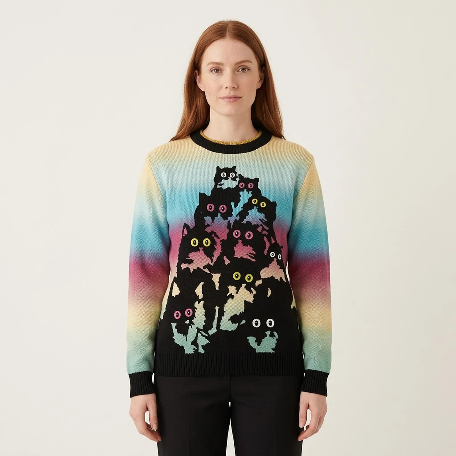Lovely Black Cat Ugly Christmas Sweater Warm Clothing Christmas Gift ForCat Lover Lovely Black Cat Ugly Christmas Sweater Warm Clothing Christmas Gift ForCat Lover