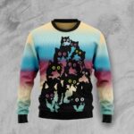 Lovely Black Cat Ugly Christmas Sweater Warm Clothing Christmas Gift ForCat Lover