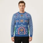 Mens Gingerbread House Plus Size Ugly Sweater Warm Winter Sweater to Brighten Your Holidays