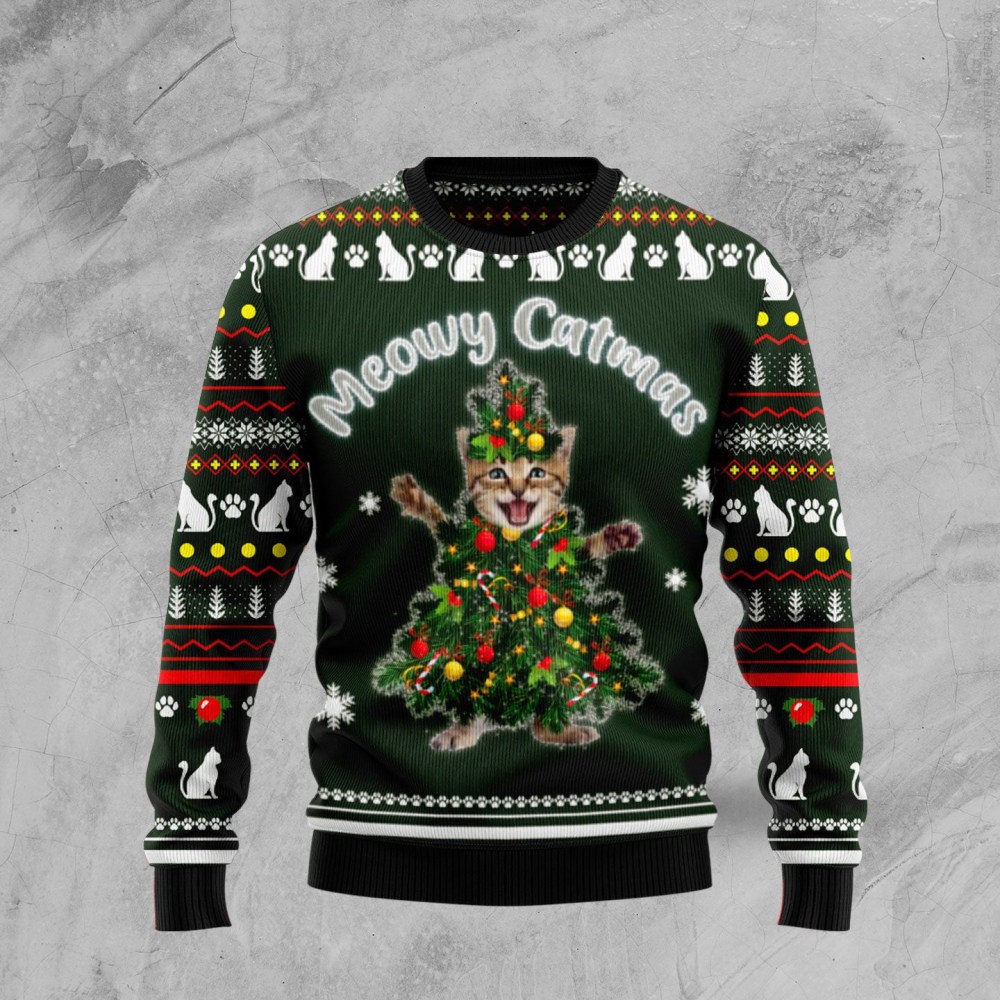 Meowy Catmas Ugly Christmas Sweater Winter Clothing Kitty Lover Christmas Gifts Meowy Catmas Ugly Christmas Sweater Winter Clothing Kitty Lover Christmas Gifts