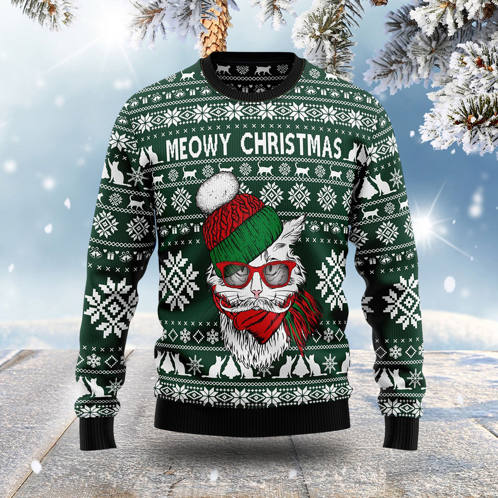 Meowy Christmas Ugly Xmas Sweaters Funny Xmas Apparel Christmas Presents For Cat Lovers Meowy Christmas Ugly Xmas Sweaters Funny Xmas Apparel Christmas Presents For Cat Lovers