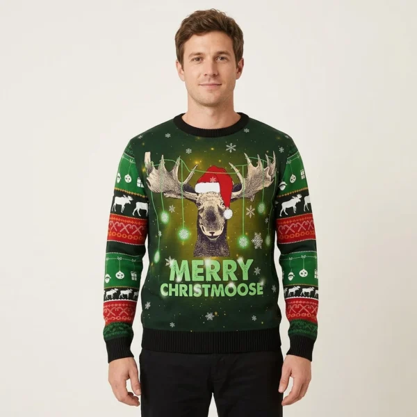 Merry Christmoose Ugly Christmas Sweater Wildlife Clothing Christmas Gift ForMoose Lovers