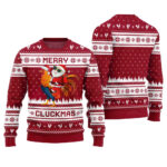 Merry Cluckmas Chicken Ugly Christmas Sweater For Men Warm Winter Sweater to Brighten Your Holidays