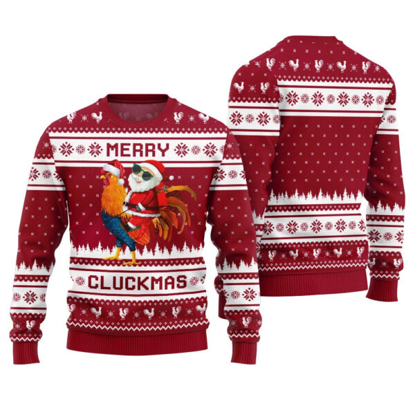 Merry Cluckmas Chicken Ugly Christmas Sweater For Men Warm Winter Sweater to Brighten Your Holidays