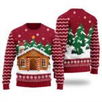 Merry Gingerbread House Christmas Sweater Women Cardinal Red Cute Holiday Sweatshirt to Spread Joy