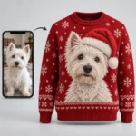 Merry Woofmas Custom Dog Ugly Christmas Sweater With Pet Name worn at Christmas