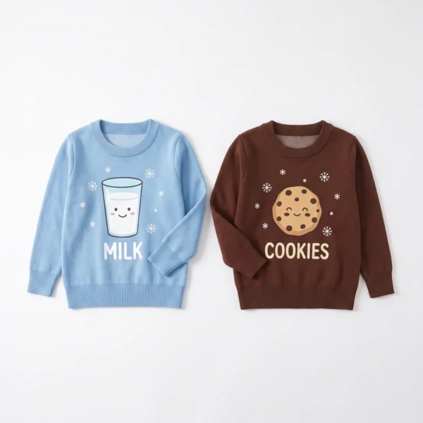 Milk & Cookies Matching Couple Christmas Sweaters front and back