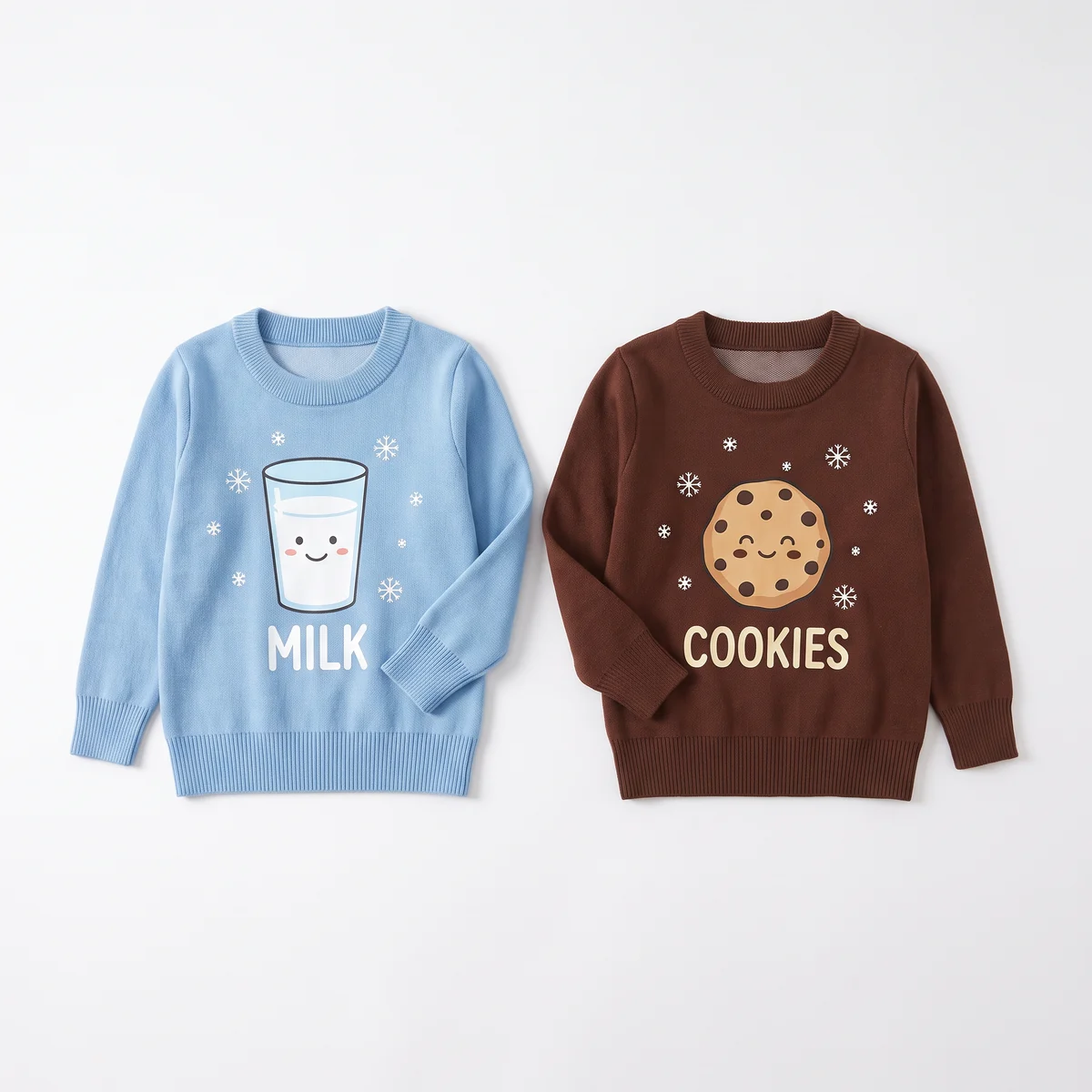 Milk & Cookies Matching Couple Christmas Sweaters front and back Milk & Cookies Matching Couple Christmas Sweaters front and back