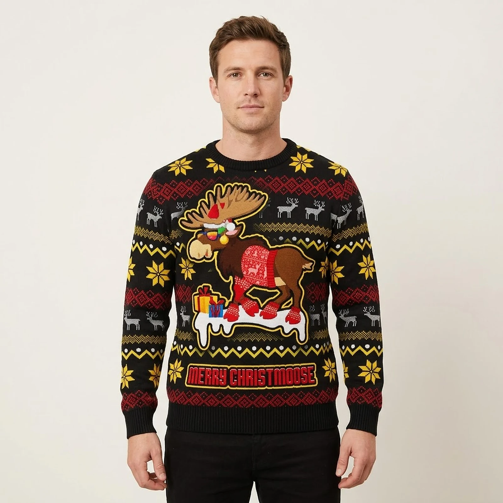 Moose Ugly Christmas Sweater Merry Christmoose Winter Clothing Xmas Gifts Moose Ugly Christmas Sweater Merry Christmoose Winter Clothing Xmas Gifts