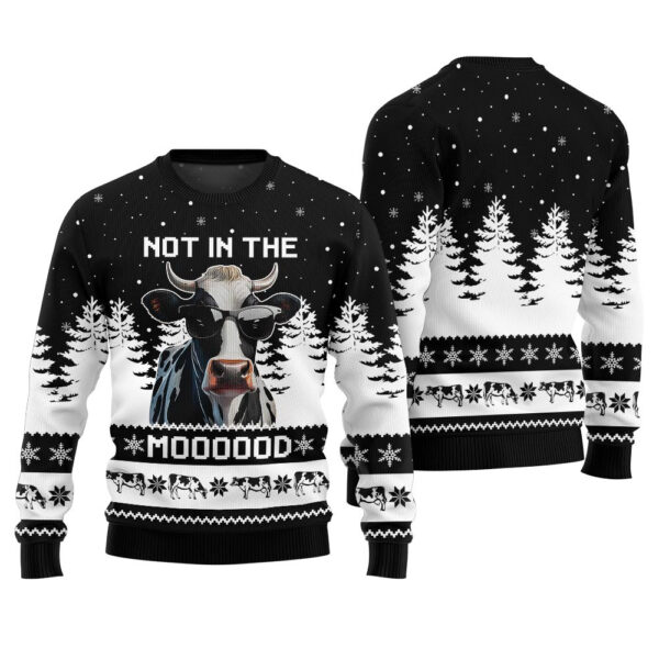 Not In The Mood Cow Christmas Ugly Sweater Unique Holiday Sweater Gift Idea for Loved Ones