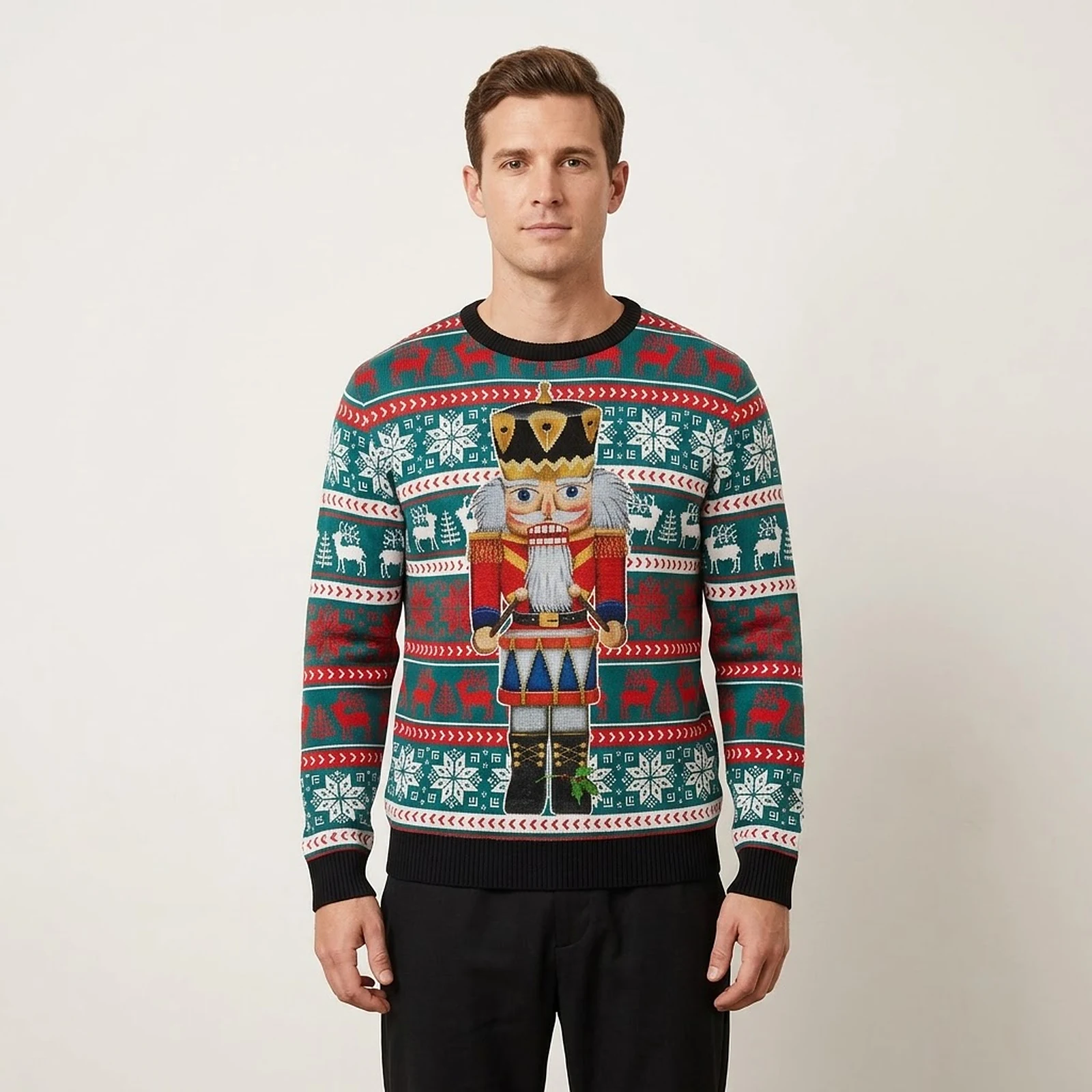 Nutcracker And Drum Ugly Christmas Sweater Holiday Apparel Xmas Gift ForMen AI Model Photo Nutcracker And Drum Ugly Christmas Sweater Holiday Apparel Xmas Gift ForMen AI Model Photo