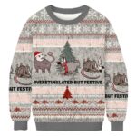 Overstimulated But Festive Possum Christmas Ugly Sweater Xmas Apparel Animal Lover Presents AI Model Photo