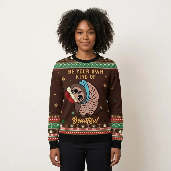 Owl Beautiful Ugly Christmas Sweater Festive Clothing Animal Christmas Sweater