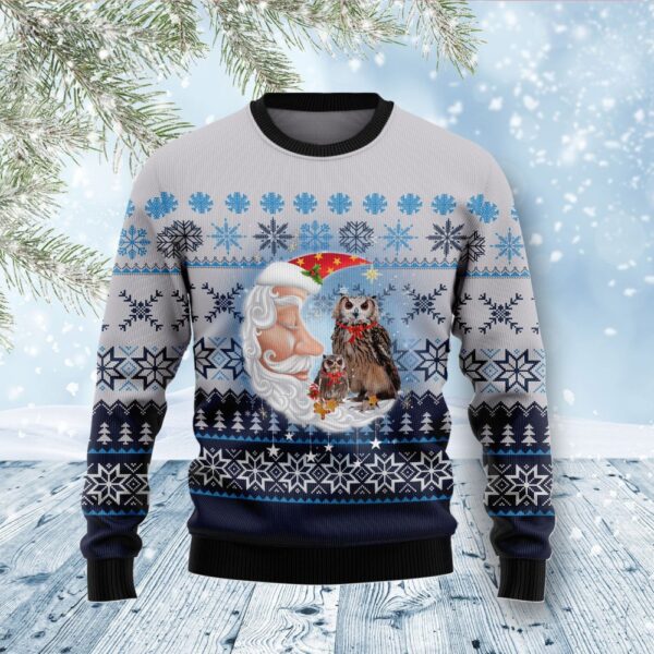 Owl Love Santa Moon Ugly Christmas Sweater Xmas Clothing Owl Lovers Christmas Gifts