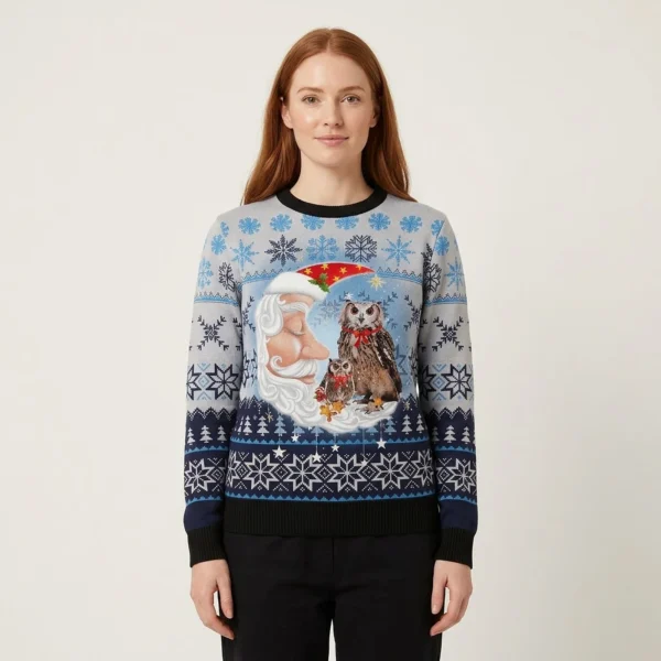 Owl Love Santa Moon Ugly Christmas Sweater Xmas Clothing Owl Lovers Christmas Gifts