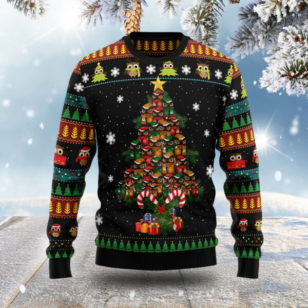 Owl Xmas Tree Ugly Christmas Sweater Animal Themed Christmas Gift ForAnimals