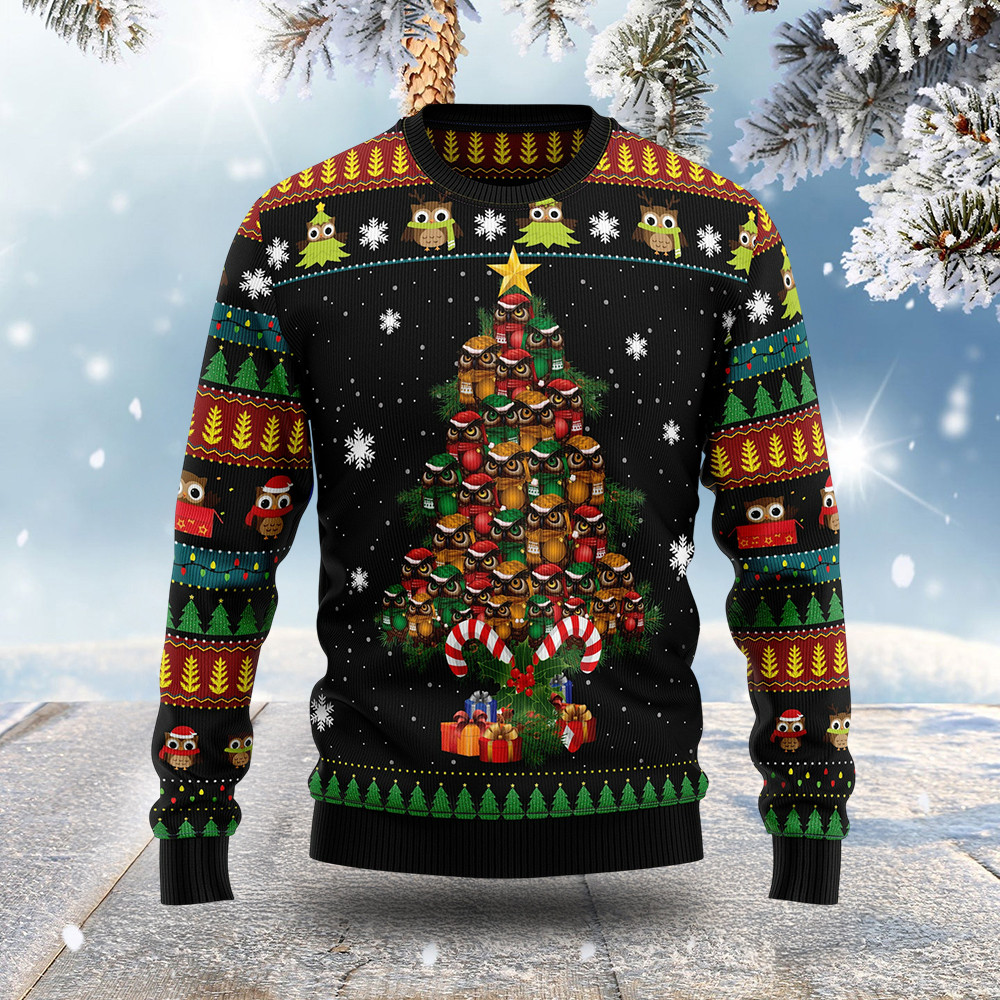 Owl Xmas Tree Ugly Christmas Sweater Animal Themed Christmas Gift ForAnimals Owl Xmas Tree Ugly Christmas Sweater Animal Themed Christmas Gift ForAnimals