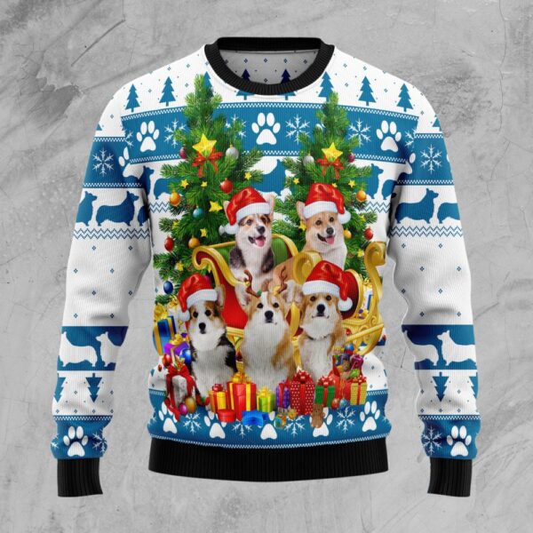 Pembroke Welsh Corgi Greeting Ugly Christmas Sweater Winter Clothing Gift ForCorgi Owners