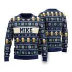 Personalized Beer Lover Ugly Christmas Sweater With Name worn at Christmas