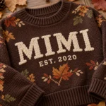 Personalized Mimi Est. Year Christmas Sweater – Grandma Gift worn at Christmas