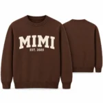 Personalized Mimi Est. Year Christmas Sweater – Grandma Gift worn at Christmas