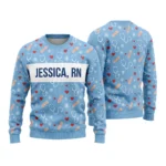 Personalized Nurse Ugly Christmas Sweater With Name worn at Christmas