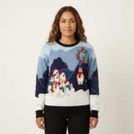 Polar Bear Balloon Ugly Christmas Sweater Funny Animal Sweater Christmas Gift ForHer