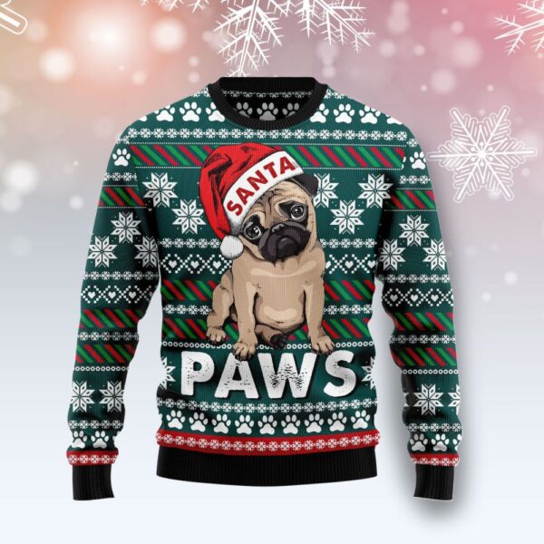 Pug Santa Paws Ugly Christmas Sweater Dog Christmas Sweater Pug Lover Xmas Gifts