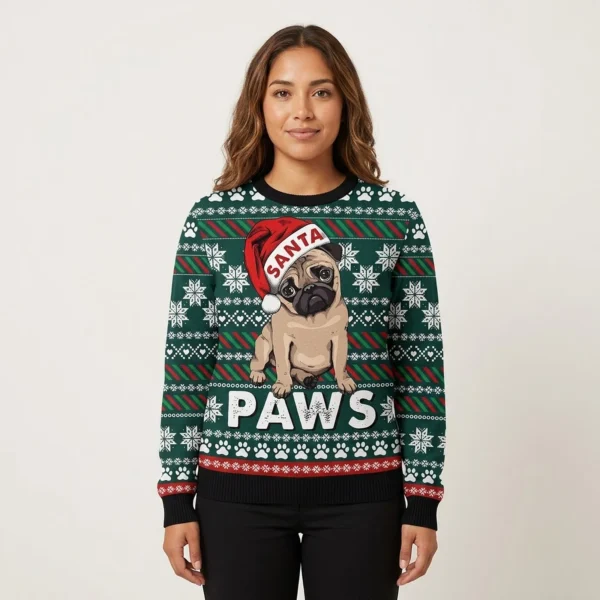 Pug Santa Paws Ugly Christmas Sweater Dog Christmas Sweater Pug Lover Xmas Gifts