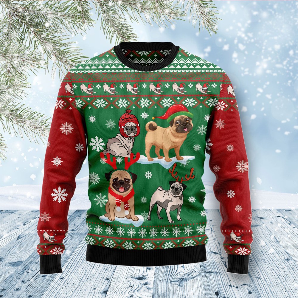 Pug Snow Day Ugly Christmas Sweater Pet Apparel Christmas Pug Lover Gifts Pug Snow Day Ugly Christmas Sweater Pet Apparel Christmas Pug Lover Gifts