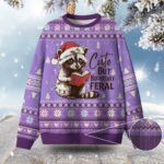 Raccoon Cute But Bookishly Feral Ugly Christmas Sweater Xmas Gift ForBookish