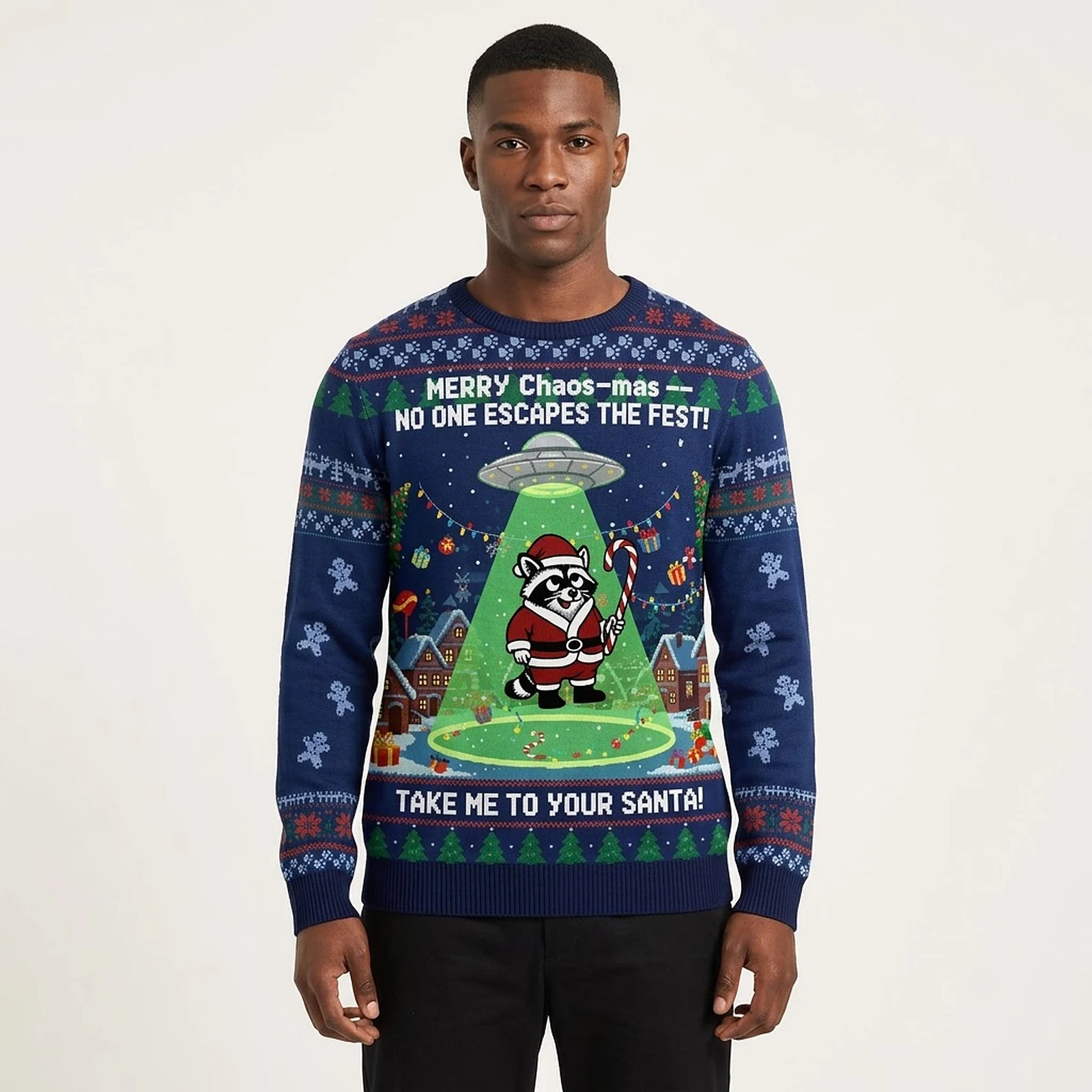 Raccoon Merry Chaos Mas Christmas Ugly Sweater Animal Themed Funny Secret Santa Gifts Raccoon Merry Chaos Mas Christmas Ugly Sweater Animal Themed Funny Secret Santa Gifts