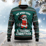 Raccoon Santa We Wish You A Trashy Christmas Ugly Sweater Xmas Wear Gift ForHim