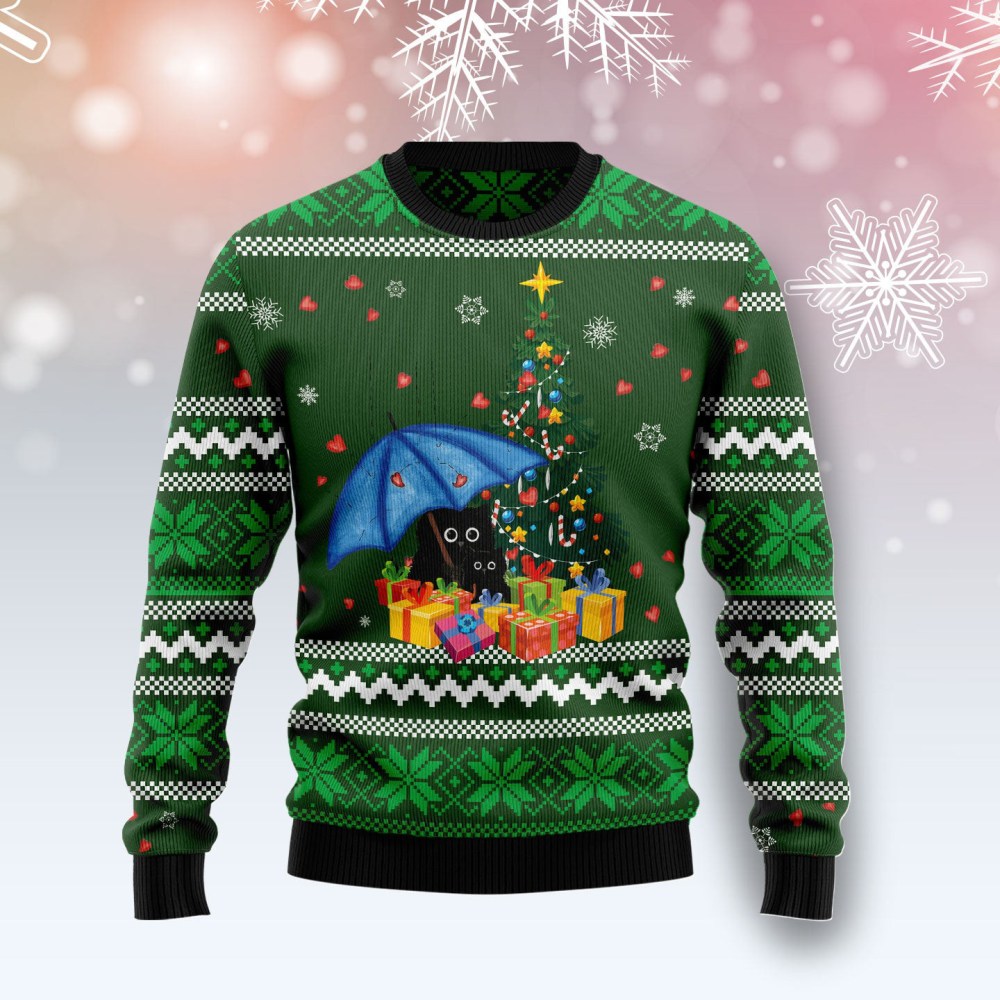 Rain With Love Black Cat Ugly Christmas Sweater Holiday Apparel Cat Lover Christmas Presents Rain With Love Black Cat Ugly Christmas Sweater Holiday Apparel Cat Lover Christmas Presents