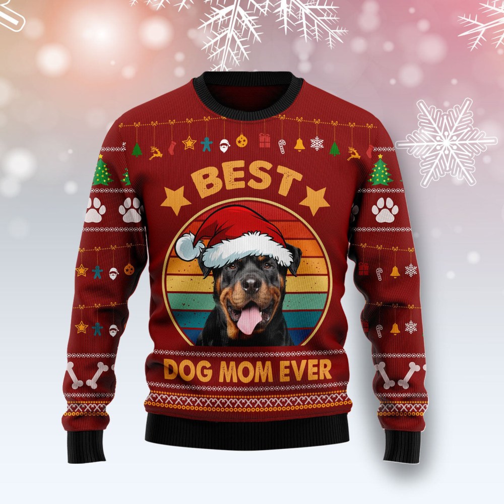 Rottweiler Best Dog Mom Ever Ugly Christmas Sweater Dog Themed Christmas Gift Ideas Rottweiler Best Dog Mom Ever Ugly Christmas Sweater Dog Themed Christmas Gift Ideas