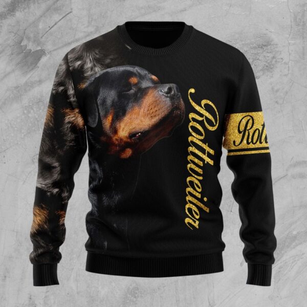 Rottweiler Half Cool Ugly Christmas Sweater Warm Clothes For Winter Dog Owners Presents