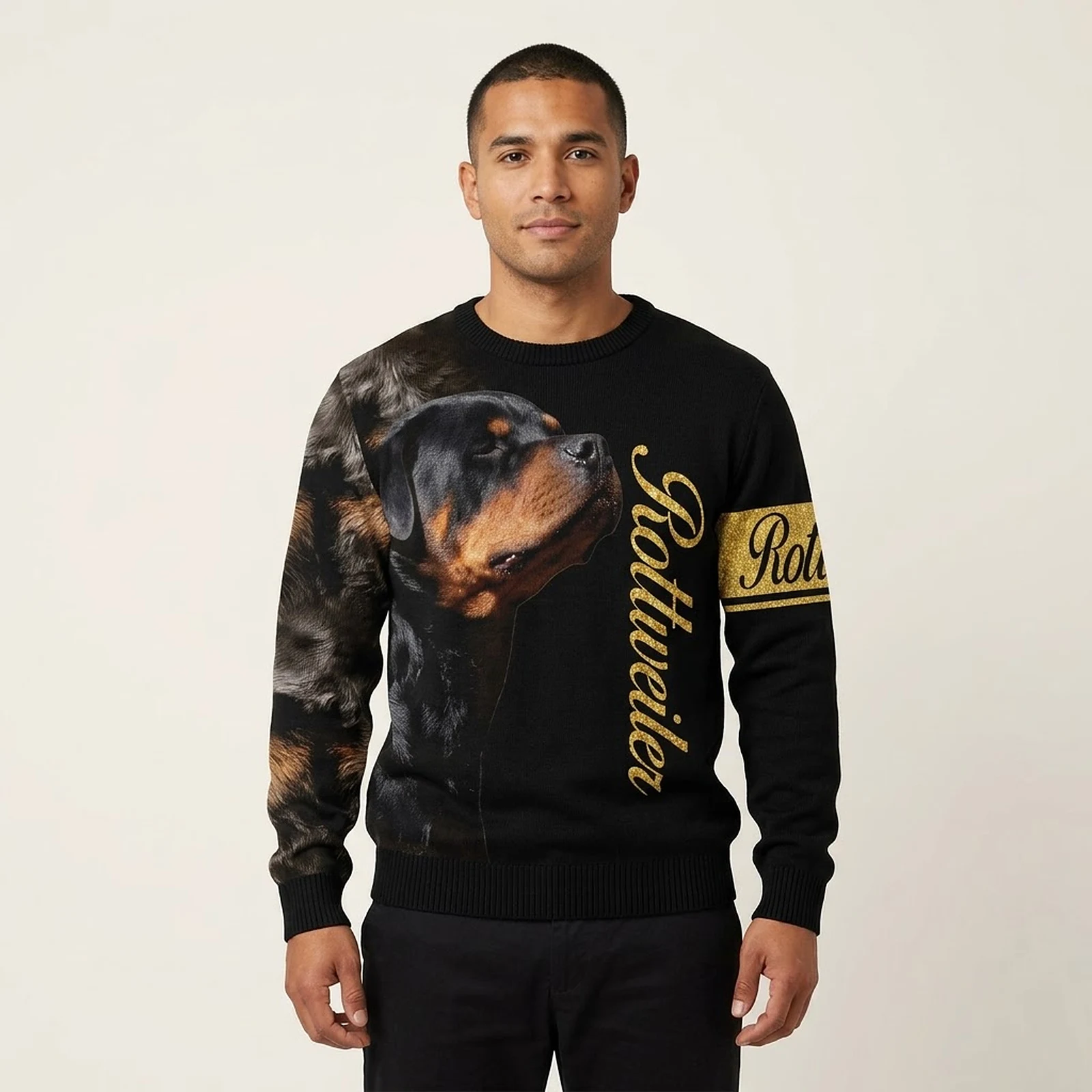Rottweiler Half Cool Ugly Christmas Sweater Warm Clothes For Winter Dog Owners Presents Rottweiler Half Cool Ugly Christmas Sweater Warm Clothes For Winter Dog Owners Presents