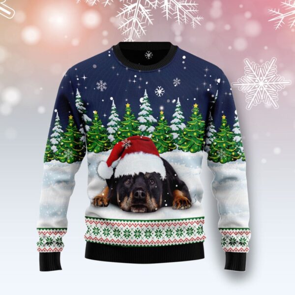 Rottweiler Under Snow Funny Ugly Xmas Sweaters Funny Xmas Apparel Gift ForRottweiler Owners