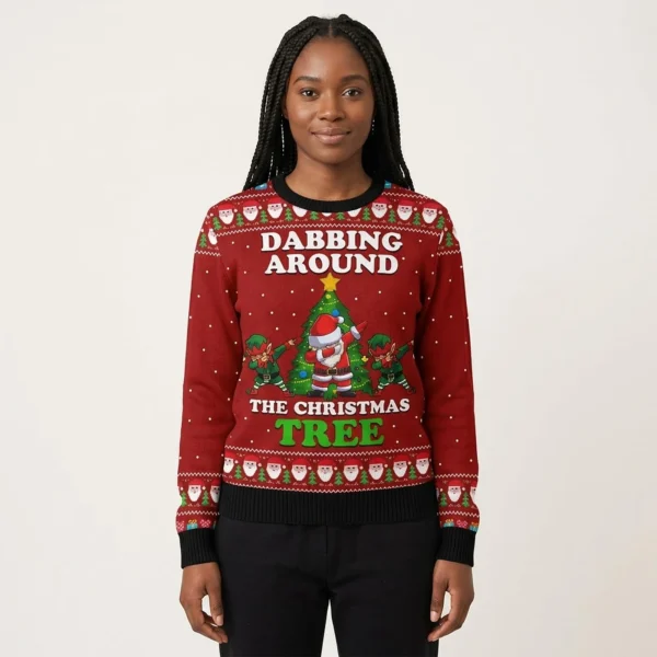 Santa Claus And Goblin Ugly Christmas Sweater Xmas Apparel Winter Clothing Gifts