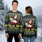 Santa Claus Fishing Christmas Ugly Sweater Xmas Wear Funny Secret Santa Gifts