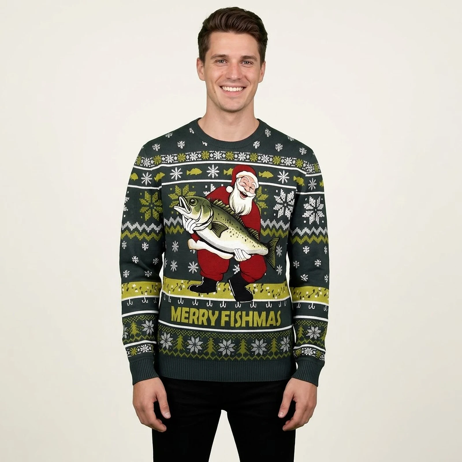 Santa Claus Fishing Christmas Ugly Sweater Xmas Wear Funny Secret Santa Gifts Santa Claus Fishing Christmas Ugly Sweater Xmas Wear Funny Secret Santa Gifts