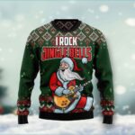 Santa Claus I Rock Jingle Bells Ugly Christmas Sweater Funny Xmas Jumper