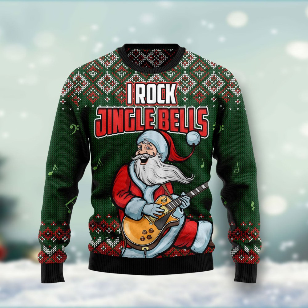 Santa Claus I Rock Jingle Bells Ugly Christmas Sweater Funny Xmas Jumper Santa Claus I Rock Jingle Bells Ugly Christmas Sweater Funny Xmas Jumper