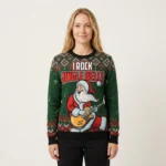Santa Claus I Rock Jingle Bells Ugly Christmas Sweater Funny Xmas Jumper