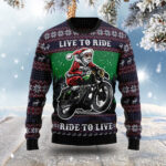 Santa Claus Live To Ride Ugly Christmas Sweater Holiday Clothing Christmas Gift ForMen