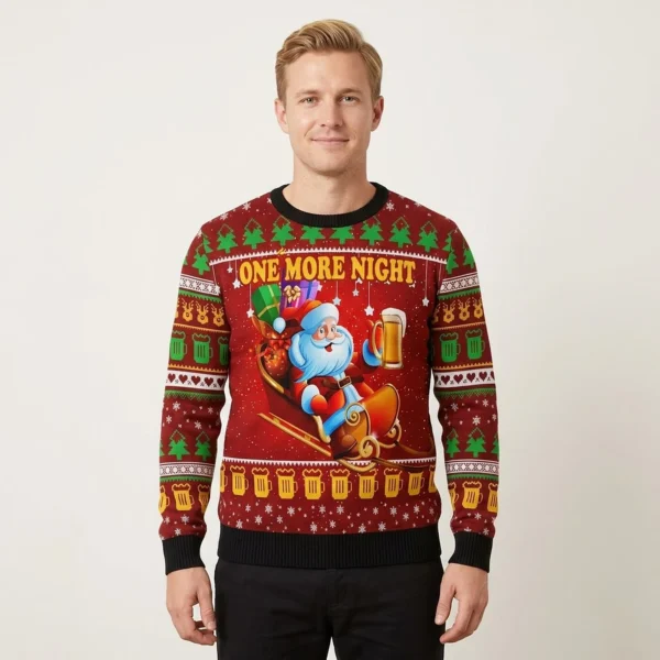 Santa Claus One More Night Ugly Christmas Sweater Funny Christmas Gift ForBoyfriend