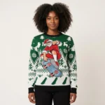 Santa Claus Skateboarding Ugly Christmas Sweater Funny Adult Christmas Sweaters